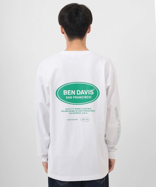 BEN DAVIS(ベンデイビス)の「【BEN DAVIS/ベンデイビス】 バックプリントオーバルロゴ 袖プリント ロンT(Tシャツ/カットソー・メンズ・ホワイト/ブラック/オリーブ・M/L/XL)」の12枚目の写真