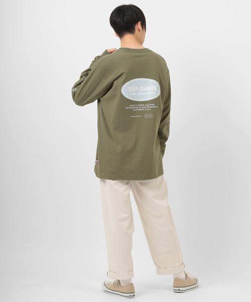 BEN DAVIS(ベンデイビス)の「【BEN DAVIS/ベンデイビス】 バックプリントオーバルロゴ 袖プリント ロンT(Tシャツ/カットソー・メンズ・ホワイト/ブラック/オリーブ・M/L/XL)」の21枚目の写真
