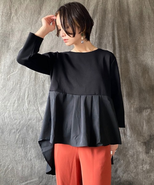 deux amour（ドゥーザムール）の「ポンチバックフリルカットソー（スウェット・レディース・ブラック/カーキ系・MEDIUM）」の6枚目の写真