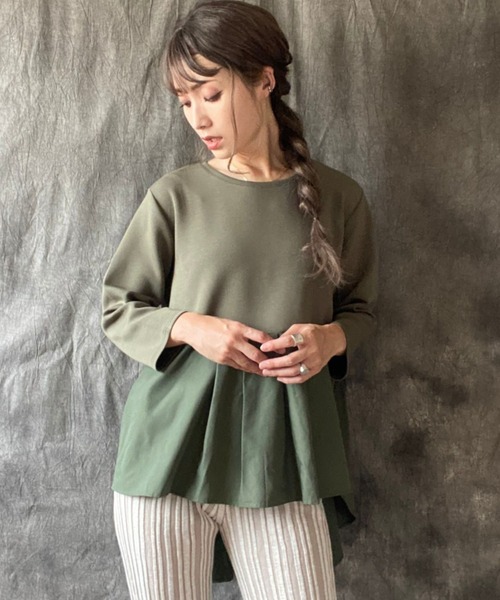 deux amour（ドゥーザムール）の「ポンチバックフリルカットソー（スウェット・レディース・ブラック/カーキ系・MEDIUM）」の18枚目の写真