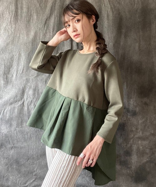 deux amour（ドゥーザムール）の「ポンチバックフリルカットソー（スウェット・レディース・ブラック/カーキ系・MEDIUM）」の20枚目の写真