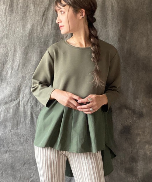 deux amour（ドゥーザムール）の「ポンチバックフリルカットソー（スウェット・レディース・ブラック/カーキ系・MEDIUM）」の19枚目の写真