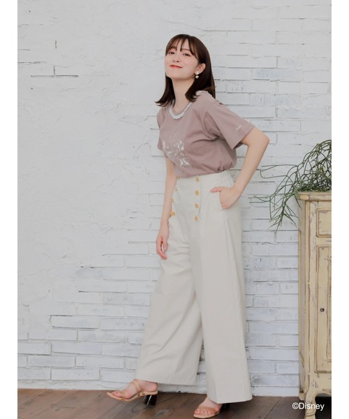 Disney(ディズニー)の「ミッキー&ミニー/フリル付きTシャツ(Tシャツ/カットソー・レディース・ピンク/オフホワイト/ブラウン・FREE)」の7枚目の写真