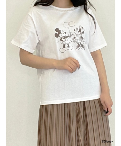 Disney(ディズニー)の「ミッキー&ミニー/フリル付きTシャツ(Tシャツ/カットソー・レディース・ピンク/オフホワイト/ブラウン・FREE)」の10枚目の写真