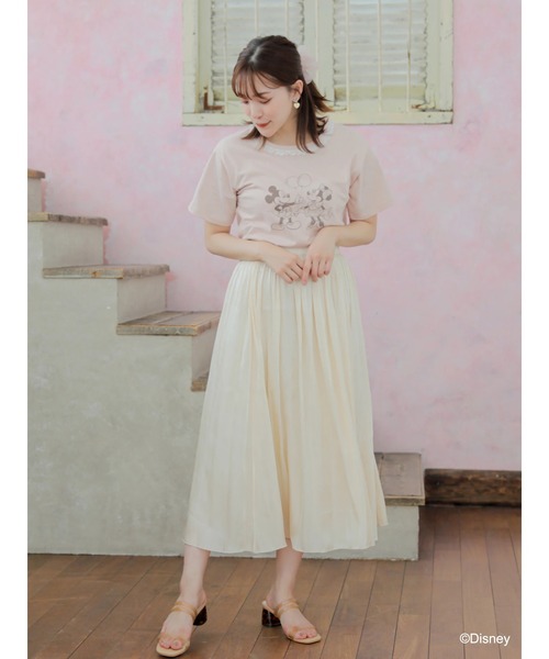 Disney(ディズニー)の「ミッキー&ミニー/フリル付きTシャツ(Tシャツ/カットソー・レディース・ピンク/オフホワイト/ブラウン・FREE)」の12枚目の写真