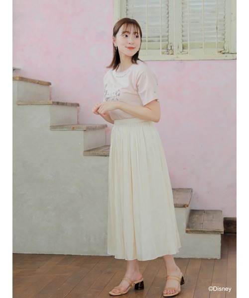 Disney(ディズニー)の「ミッキー&ミニー/フリル付きTシャツ(Tシャツ/カットソー・レディース・ピンク/オフホワイト/ブラウン・FREE)」の5枚目の写真