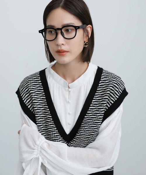 select MOCA（セレクトモカ）の「フルリムクリアレンズメガネ（メガネ・レディース・ブラック/ダークブラウン/クリア・FREE）」の11枚目の写真