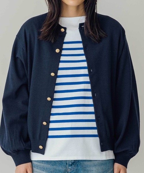 ORCIVAL（オーシバル）の「ORCIVAL | ギャザースリーブ ニットカーディガン WOMEN（カーディガン/ボレロ・レディース・ブラック/ネイビー・1）」の2枚目の写真