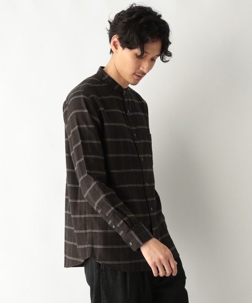 GLOBAL WORK（グローバルワーク）の「ソフトタッチネルバンドカラー/955252（シャツ/ブラウス・メンズ・オフホワイト/ホワイト系その他/スミクロ/グレー系その他/ブラウン系その他/ブラウン系その他2/ベージュ/ライトグリーン/グリーン系その他/ライトブルー/ネイビー系/ボルドー・SMALL/MEDIUM/LARGE/X-LARGE）」の19枚目の写真