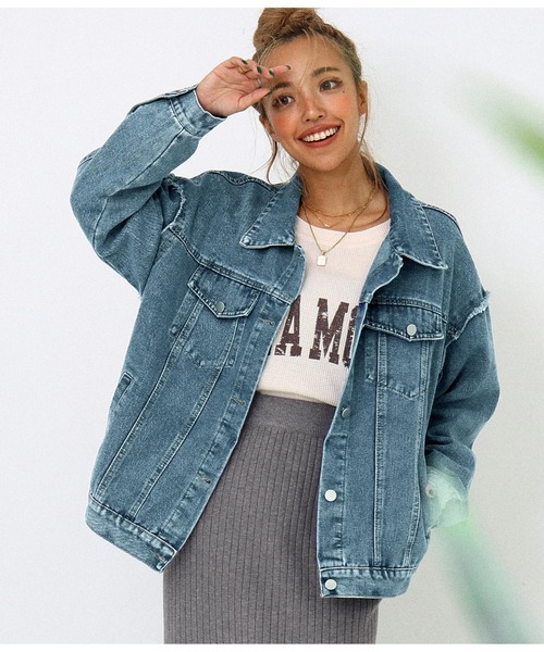 anap mimpi（アナップミンピ）の「アームフリンジデニムジャケット（デニムジャケット・レディース・ブルー・FREE）」の11枚目の写真