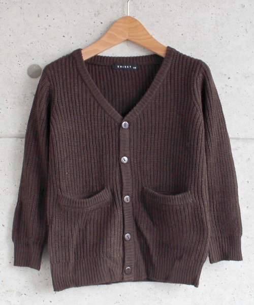 THE CASUAL(カジュアル)の「7G 畦編み カーディガン キッズ(カーディガン/ボレロ・キッズ・ベージュ/チャコール/ブラック/杢グレー/ブラウン/モカ/アイボリー・120cm/140cm/150cm/160cm/130cm/110cm)」の5枚目の写真
