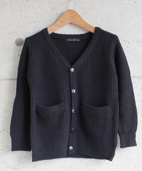 THE CASUAL(カジュアル)の「7G 畦編み カーディガン キッズ(カーディガン/ボレロ・キッズ・ベージュ/チャコール/ブラック/杢グレー/ブラウン/モカ/アイボリー・120cm/140cm/150cm/160cm/130cm/110cm)」の2枚目の写真