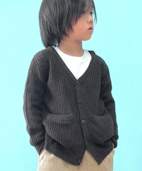 THE CASUAL(カジュアル)の「7G 畦編み カーディガン キッズ(カーディガン/ボレロ・キッズ・ベージュ/チャコール/ブラック/杢グレー/ブラウン/モカ/アイボリー・120cm/140cm/150cm/160cm/130cm/110cm)」の16枚目の写真