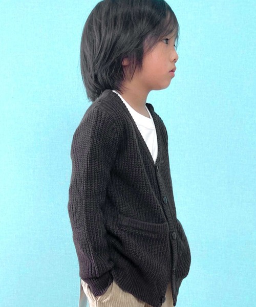 THE CASUAL(カジュアル)の「7G 畦編み カーディガン キッズ(カーディガン/ボレロ・キッズ・ベージュ/チャコール/ブラック/杢グレー/ブラウン/モカ/アイボリー・120cm/140cm/150cm/160cm/130cm/110cm)」の17枚目の写真