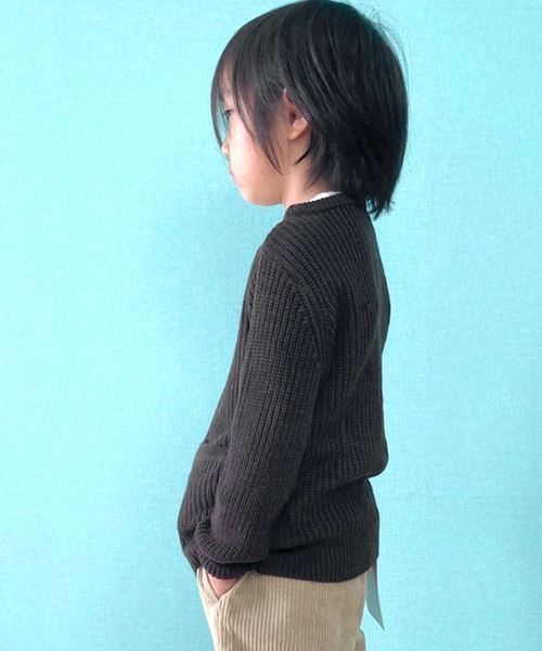 THE CASUAL(カジュアル)の「7G 畦編み カーディガン キッズ(カーディガン/ボレロ・キッズ・ベージュ/チャコール/ブラック/杢グレー/ブラウン/モカ/アイボリー・120cm/140cm/150cm/160cm/130cm/110cm)」の19枚目の写真