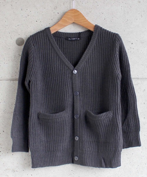 THE CASUAL(カジュアル)の「7G 畦編み カーディガン キッズ(カーディガン/ボレロ・キッズ・ベージュ/チャコール/ブラック/杢グレー/ブラウン/モカ/アイボリー・120cm/140cm/150cm/160cm/130cm/110cm)」の15枚目の写真