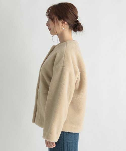 Andemiu(アンデミュウ)の「ボアブルゾン237357(ブルゾン・レディース・チャコールグレー/ベージュ・FREE)」の9枚目の写真