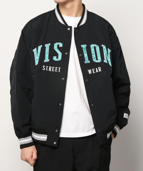 VISION STREET WEAR（ヴィジョンストリートウェア）の「VISION STREET WEARナイロンワッペンスタジャン（スタジャン・メンズ・ブラック/イエロー×グリーン/ブルー/ブラック×イエロー/グリーン・L/M）」の2枚目の写真