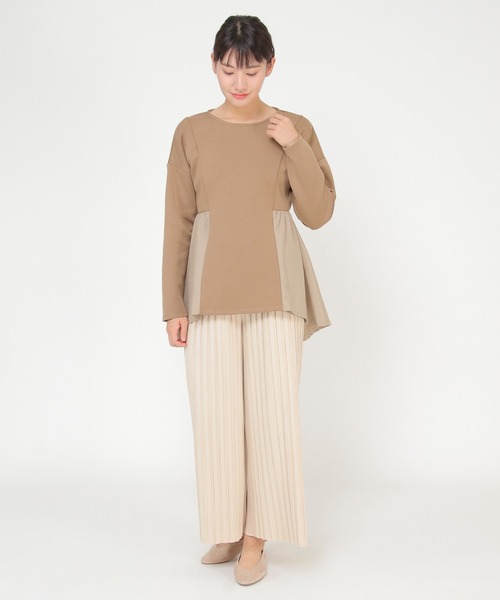 ikka(イッカ)の「ダンボールペプラムプルオーバー(Tシャツ/カットソー・レディース・ライラック/キャメル・L/M)」の10枚目の写真