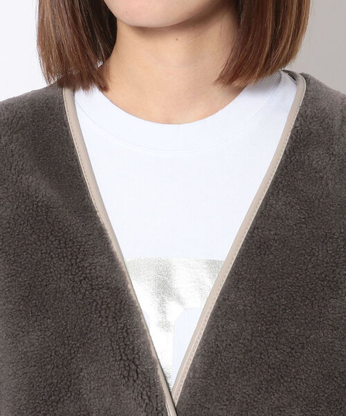 Risley(リズレー)の「Risley(リズレー)リバーシブルノーカラーフェイクムートンコート(ノーカラーコート・レディース・ブラック/グレー・FREE)」の4枚目の写真