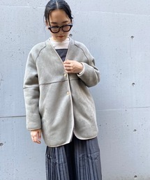 Risley | Risley(リズレー)リバーシブルノーカラーフェイクムートンコート(ノーカラーコート)