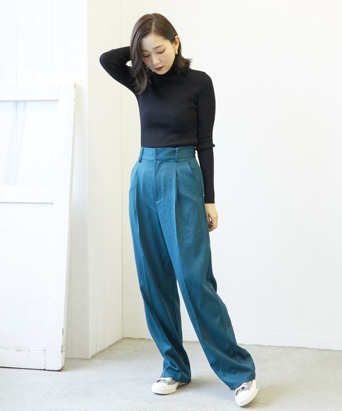 Wefst（ウェスト）の「【Wefst】T/PuツイルセンタープレススラックスPT（その他パンツ・レディース・ブラック/グリーン/ピンク・FREE）」の3枚目の写真