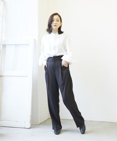 Wefst（ウェスト）の「【Wefst】T/PuツイルセンタープレススラックスPT（その他パンツ・レディース・ブラック/グリーン/ピンク・FREE）」の6枚目の写真