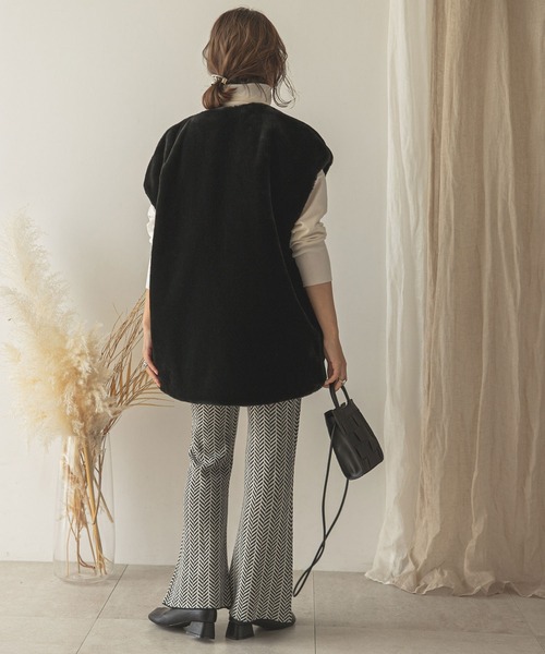 rectangle（レクタングル）の「ノーカラーファーベスト（その他アウター・レディース・アイボリー/ブラック・FREE）」の12枚目の写真