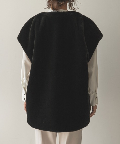 rectangle（レクタングル）の「ノーカラーファーベスト（その他アウター・レディース・アイボリー/ブラック・FREE）」の14枚目の写真