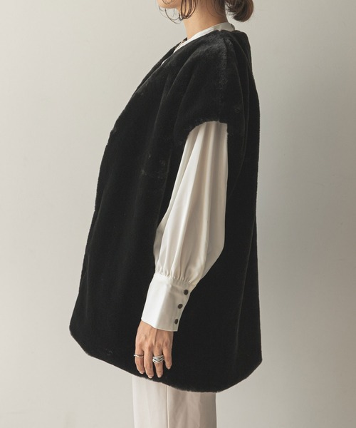 rectangle（レクタングル）の「ノーカラーファーベスト（その他アウター・レディース・アイボリー/ブラック・FREE）」の15枚目の写真