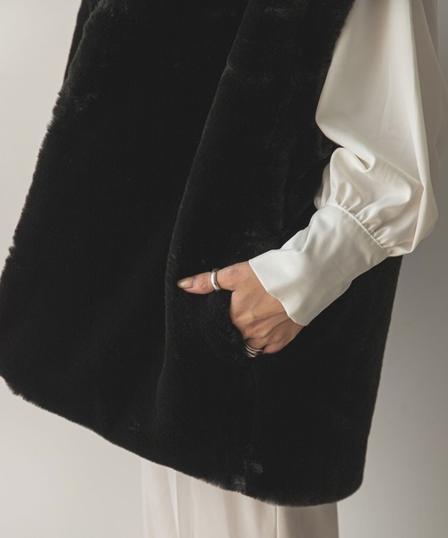 rectangle（レクタングル）の「ノーカラーファーベスト（その他アウター・レディース・アイボリー/ブラック・FREE）」の16枚目の写真