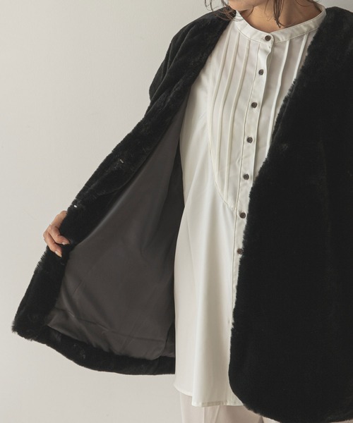 rectangle（レクタングル）の「ノーカラーファーベスト（その他アウター・レディース・アイボリー/ブラック・FREE）」の19枚目の写真