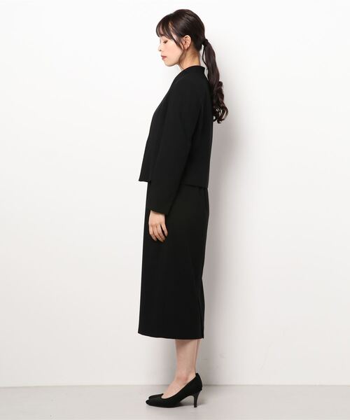 【喪服礼服】スタンドネックジャケット ウエストゴムワンピース ブラックフォーマル AIMER（エメ）の「【喪服】スタンドネックジャケット・ノー