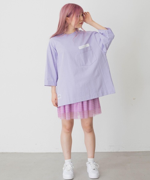 MILKFED.（ミルクフェド）の「BACK TAPE LOGO POCKET S/S TEE（Tシャツ/カットソー・レディース・ベージュ/ホワイト/ライトパープル/ブラック・ONE SIZE）」の17枚目の写真