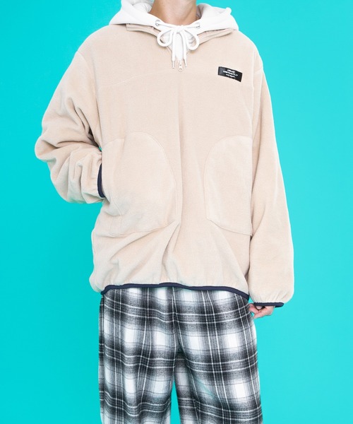 PairPair(ペアペア)の「ハーフジップフリースプルオーバー(ユニセックス)(スウェット・レディース・アイボリー/グレイッシュブルー・MEDIUM/LARGE)」の9枚目の写真