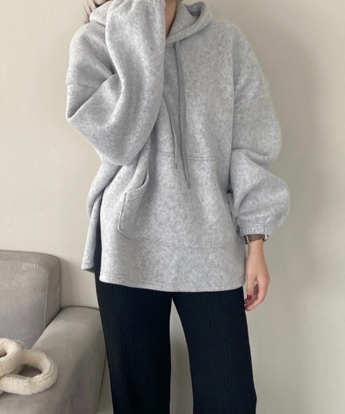 MANGROVE(マングローブ)の「スリットベーシックパーカー(パーカー・レディース・グレー/ピンク/アイボリー・FREE)」の11枚目の写真