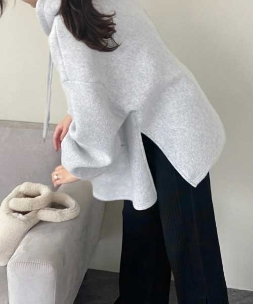 MANGROVE(マングローブ)の「スリットベーシックパーカー(パーカー・レディース・グレー/ピンク/アイボリー・FREE)」の13枚目の写真