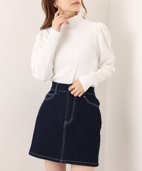 one after another NICE CLAUP（ワンアフターアナザーナイスクラップ）の「リブハイネックトップス（Tシャツ/カットソー・レディース・オフホワイト/ブラック/オートミール/ライトブルー・FREE）」の14枚目の写真