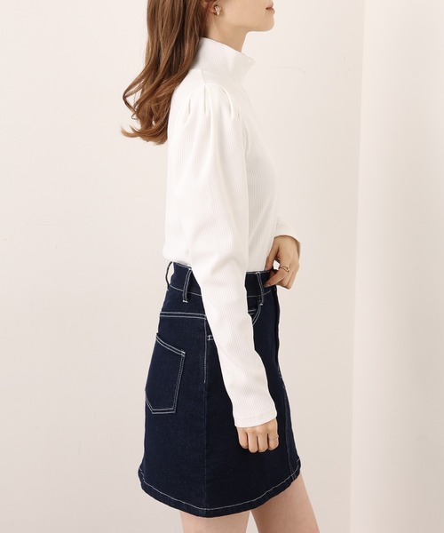 one after another NICE CLAUP（ワンアフターアナザーナイスクラップ）の「リブハイネックトップス（Tシャツ/カットソー・レディース・オフホワイト/ブラック/オートミール/ライトブルー・FREE）」の15枚目の写真