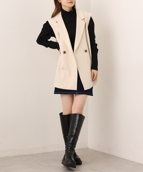 one after another NICE CLAUP（ワンアフターアナザーナイスクラップ）の「リブハイネックトップス（Tシャツ/カットソー・レディース・オフホワイト/ブラック/オートミール/ライトブルー・FREE）」の20枚目の写真