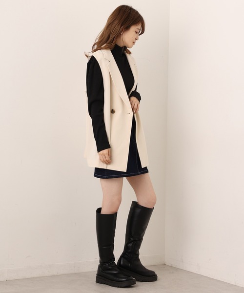 one after another NICE CLAUP（ワンアフターアナザーナイスクラップ）の「リブハイネックトップス（Tシャツ/カットソー・レディース・オフホワイト/ブラック/オートミール/ライトブルー・FREE）」の21枚目の写真