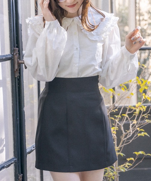 OLIVE des OLIVE（オリーブデオリーブ）の「かさねフリル衿ブラウス（シャツ/ブラウス・レディース・グレー/オフホワイト/ワンウォッシュ/サックスブルー・FREE）」の8枚目の写真