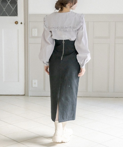 OLIVE des OLIVE（オリーブデオリーブ）の「かさねフリル衿ブラウス（シャツ/ブラウス・レディース・グレー/オフホワイト/ワンウォッシュ/サックスブルー・FREE）」の17枚目の写真