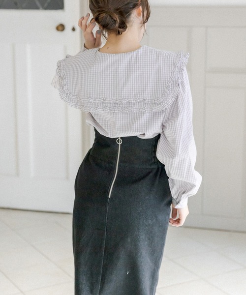 OLIVE des OLIVE（オリーブデオリーブ）の「かさねフリル衿ブラウス（シャツ/ブラウス・レディース・グレー/オフホワイト/ワンウォッシュ/サックスブルー・FREE）」の20枚目の写真