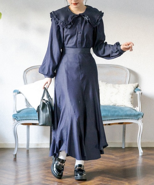 OLIVE des OLIVE（オリーブデオリーブ）の「かさねフリル衿ブラウス（シャツ/ブラウス・レディース・グレー/オフホワイト/ワンウォッシュ/サックスブルー・FREE）」の21枚目の写真