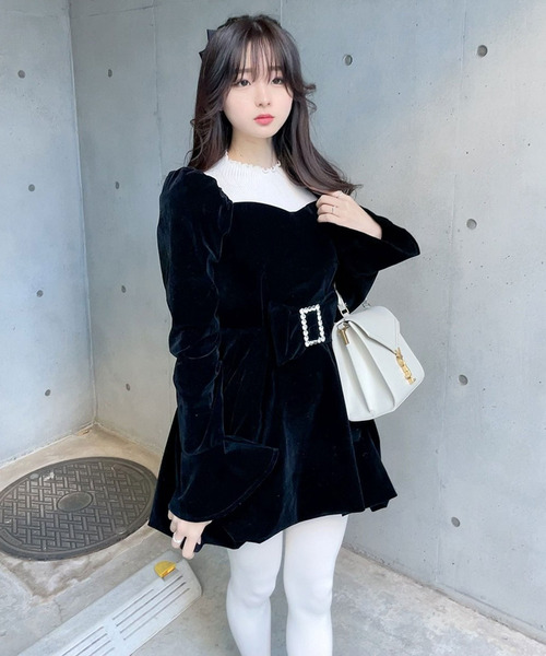 titty＆Co. PETIT by poyo（ティティーアンドコープティバイポヨ）の「【titty&Co.PETIT  Produce by POYO】ビジューバルーンミニワンピース（ワンピース・レディース・ブラック・FREE）」の2枚目の写真