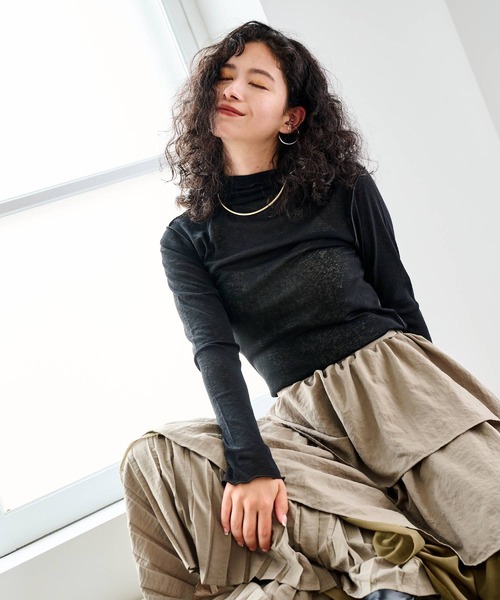 bohmal（ボマール）の「シアーネットメロータートル（Tシャツ/カットソー・レディース・ブラック/オフホワイト/パープル/ブルー・MEDIUM/FREE）」の2枚目の写真