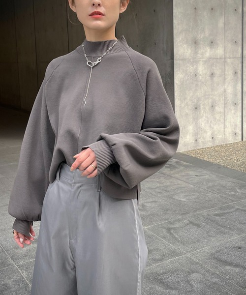 &g'aime（アンジェム）の「【＆g'aime】ボリュームスリーブニット（ニット/セーター・レディース・ベージュ/ライトグリーン/チャコール/ライトグレー・FREE）」の14枚目の写真