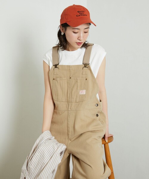 FREAK'S STORE（フリークスストア）の「【WEB限定】PENNYES×FREAK'S STORE/ぺニーズ　別注オーバーオール（サロペット/オーバーオール・レディース・オリーブ/ナチュラル/ネイビー/ストライプ/ブラック/ベージュ・ﾌﾘ-）」の2枚目の写真