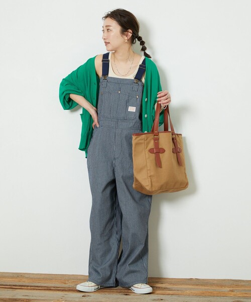 FREAK'S STORE（フリークスストア）の「【WEB限定】PENNYES×FREAK'S STORE/ぺニーズ　別注オーバーオール（サロペット/オーバーオール・レディース・オリーブ/ナチュラル/ネイビー/ストライプ/ブラック/ベージュ・ﾌﾘ-）」の6枚目の写真